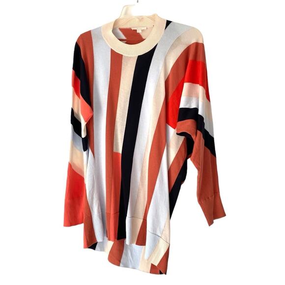 COS Striped Asymetric Long Knit Top Sweater Black Rust Blue size XS - Picture 3 of 11